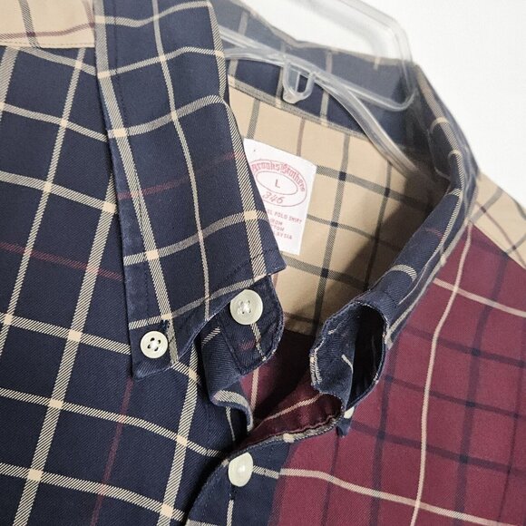 Brooks Brothers Shirt Mens Large Red Blue Colorblock Plaid Preppy Button Up - Picture 4 of 10
